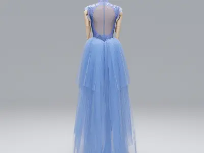 wedding dress Blue 3D model
