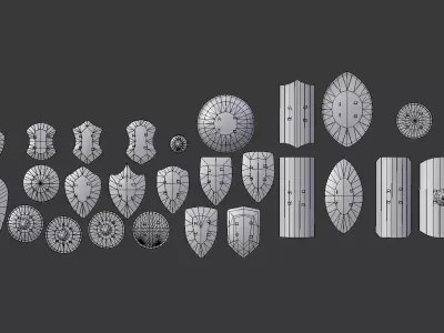 Shield Models Assetpack Hand Painted Low-poly 3D model