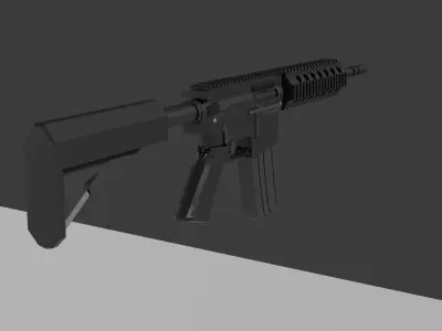 M4 rifle - lowpoly gameready rigged Low-poly 3D model