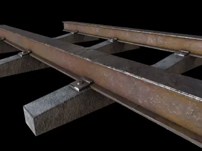 Old Railway Track Low-poly 3D model