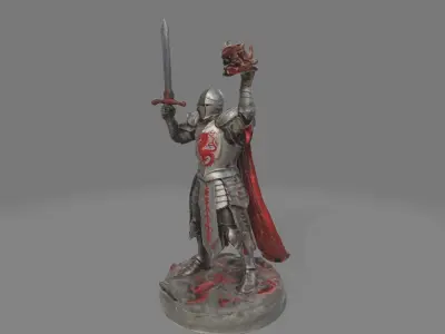 Warrior Knight in Victorious Pose 3D model