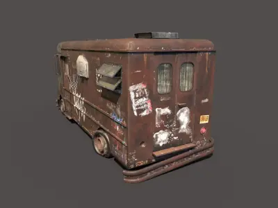 Abandoned Van With Graffiti 3D model