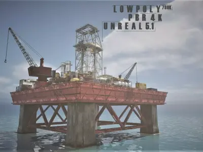 oil platform Low-poly 3D model purchase