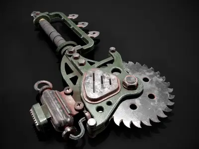 Post Apocalyptic Circular Saw Low-poly 3D model