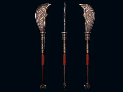 Dwarf glaive Low-poly 3D model