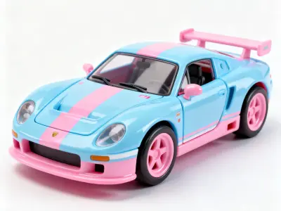 Pink and Blue Sports Coupe Toy Model Low-poly 3D model