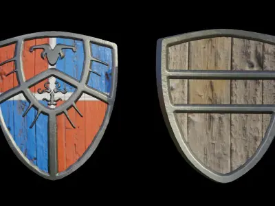 medieval shield Low-poly 3D model 4