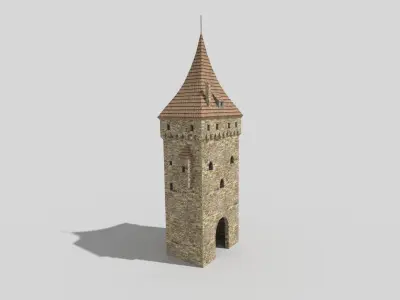 medieval tower c Low-poly 3D model