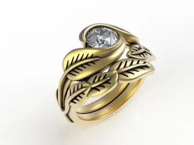 Antique Leaf Branch Wedding Ring 3D print model