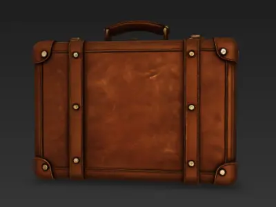 Vintage Leather Suitcase Game-Ready 3D Model Free 3D model