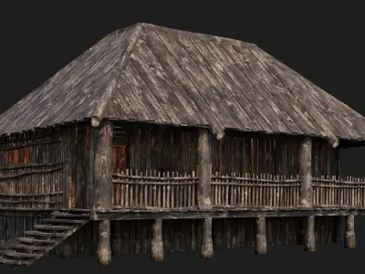 Old Wooden House 4K Textures GameReady 137 Low-poly 3D model