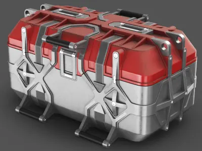 Detailed Sci Fi Container Red 3D model