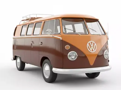 Classic 1978 Volkswagen T2 Champagne Edition Low-poly 3D model