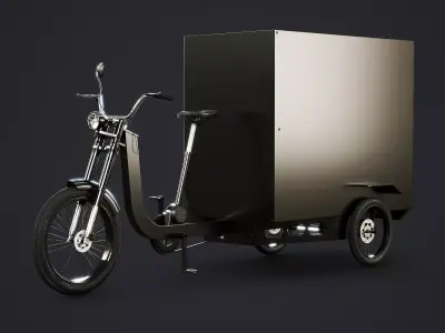 Electric Box Cargo Tricycle Delivery Bike 3D Model Low-poly 3D model