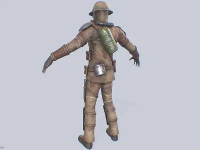 Post apocalypse character Low-poly 3D model buy