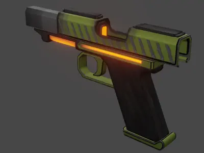Sci-fi pistol Low-poly 3D model 4