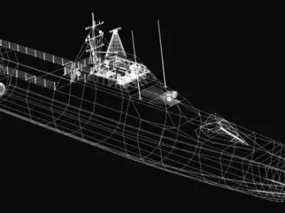 Visby military ship Low-poly 3D model