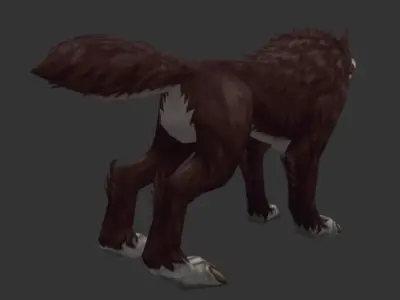 Hand-painted wolf Low-poly 3D model