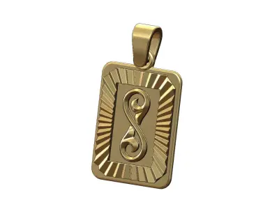 Floral scroll faceted sunrays pendant charm 3D print model