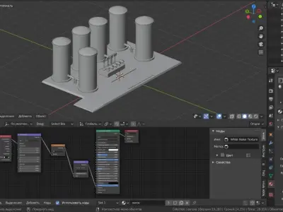 Water Tank Fuel Plant Low-poly 3D model