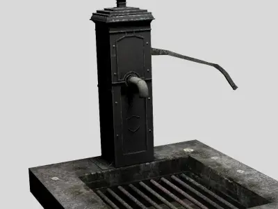 Victorian Hand Water Pump Black Model 3D model