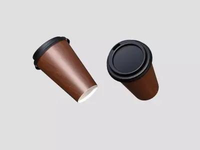 Coffee Cup Wood Design Low-poly 3D model