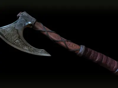 Skeggox Viking Bearded Battle Axe Low-poly 3D model