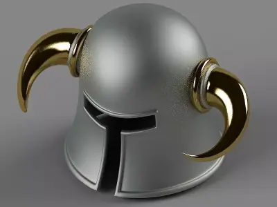Helmet with golden horns 3D model
