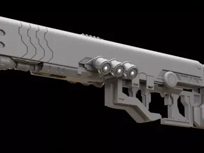 Mecha hard surface assault rifle 3D model purchase