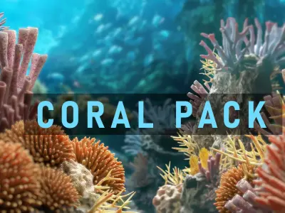 Lowpoly Coral Pack Low-poly 3D model purchase