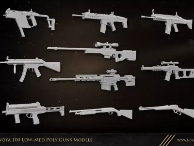 Noya 100 Low Poly Gun Models Free 3D model