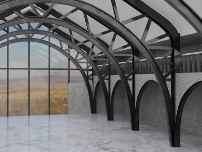 Warehouse Hangar Interiror Low-poly 3D model