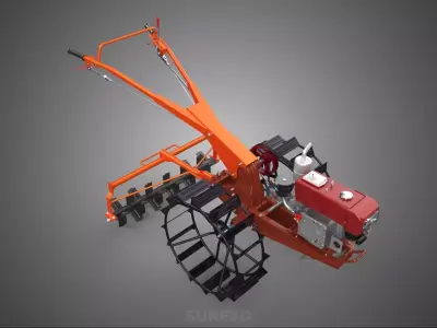 HEAVY DUTY WALK BEHIND TRACTOR PUDDLER PUDDLING POWER TILLER PRO 3D model