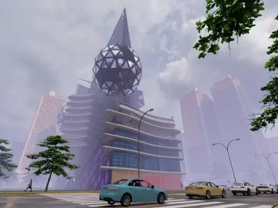Skyscraper Deconstructivism Structure  Low-poly 3D model