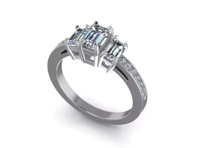 Jewelry Emerald Solitaire Ring 3D print model