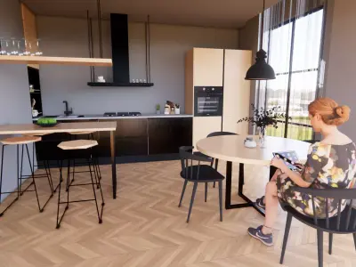 industrial design kitchen  Free low-poly 3D model