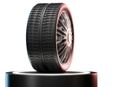 High Detail Wheel 3D Model 4K PBR Textures Game Ready Asset Low-poly 3D model