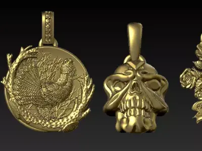 Antique Skull Pendant  Gothic Warrior Relic 3D Print STL 3D print model purchase