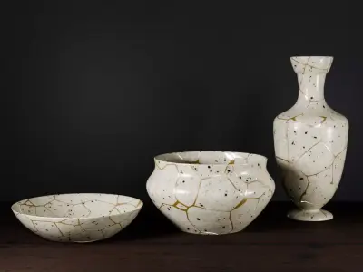 Kintsugi Vases Low-poly 3D model