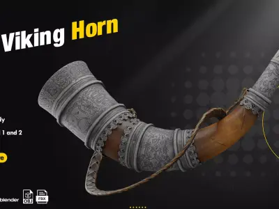 FREE 6 Viking Horn and Tutorial Free low-poly 3D model