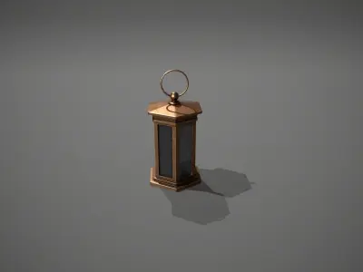 Brass Antique Lantern Low-poly 3D model