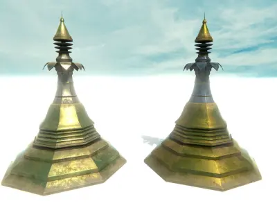 Asian Temple - Pagoda set Low-poly 3D model