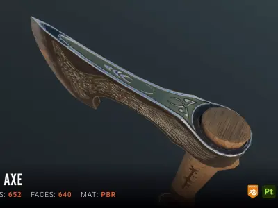 Viking Axe Low-poly 3D model 35