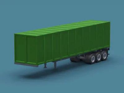 Cartoon Stylized  Container Semi Trailer Low-poly 3D model