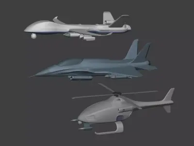 Generic Military Aircraft Pack  -- Fighter Jet Drone VTUAV UCAV Low-poly 3D model