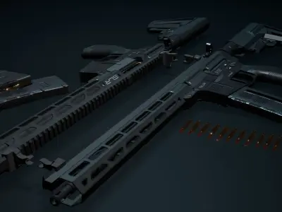 Game Ready AR15-M4 Rifle VR - AR 3D Weapon with PBR Texture Low-poly 3D model