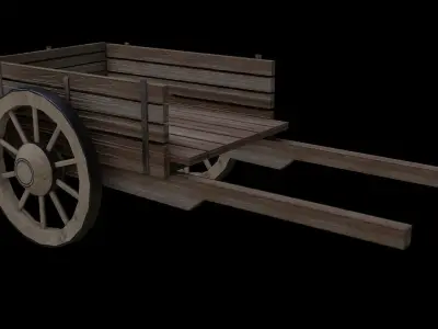 Wooden Cart  Middle Ages Low-poly 3D model