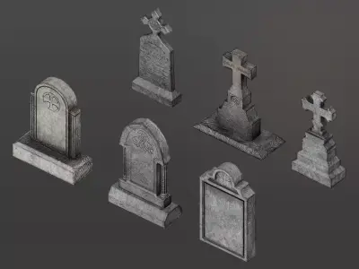 Grave Headstones Low-poly 3D model