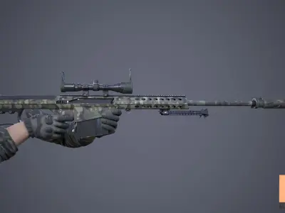 FPS Sniper Rifle Large Calibre Low-poly 3D model