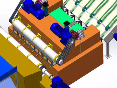 Log peeling machine 3D model